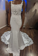 #179 Vestido semi sereia de alcinha com cauda rendada