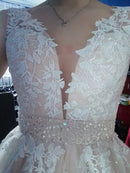 #056 Vestido império rendado decote com tule