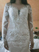 #191 Vestido semi sereia manga longa