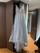 #007 Vestido império decote V rendado