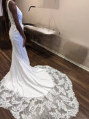 #179 Vestido semi sereia de alcinha com cauda rendada