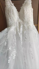 #056 Vestido império rendado decote com tule