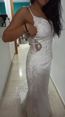 #185 Vestido semi sereia de alcinha