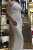 #081 Vestido civil com miçangas