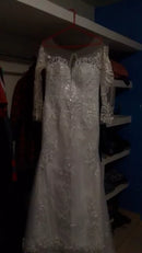 #191 Vestido semi sereia manga longa