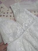 #203 Vestido Império Illusion Manga Longa - Decote "V" Profundo
