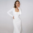 #229 Vestido semi sereia manga longa