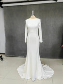 #126 Vestido Sereia Liso manga longa