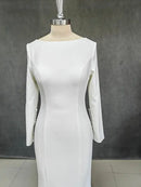 #126 Vestido Sereia Liso manga longa