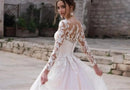 #200 Vestido Império Illusion Manga Longa Decotado