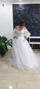 #017 Vestido império mangas bufantes