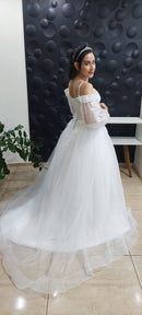 #017 Vestido império mangas bufantes