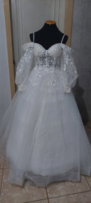 #017 Vestido império mangas bufantes