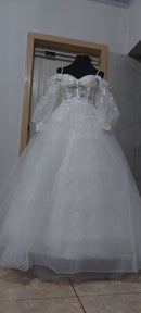 #017 Vestido império mangas bufantes