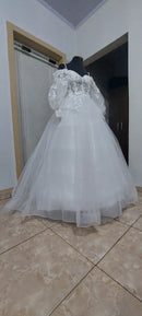 #017 Vestido império mangas bufantes