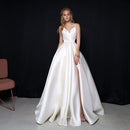 #230 Vestido Evasê liso com fenda