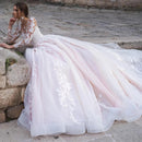 #200 Vestido Império Illusion Manga Longa Decotado