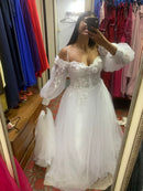 #017 Vestido império mangas bufantes