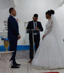 #194 Vestido princesa renda floral manga longa