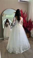 #075 Vestido princesa com mangas longas