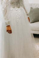 #017 Vestido império mangas bufantes