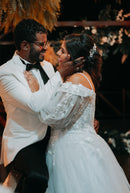 #017 Vestido império mangas bufantes