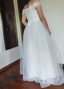 #087 Vestido Princesa Ombro a Ombro Renda