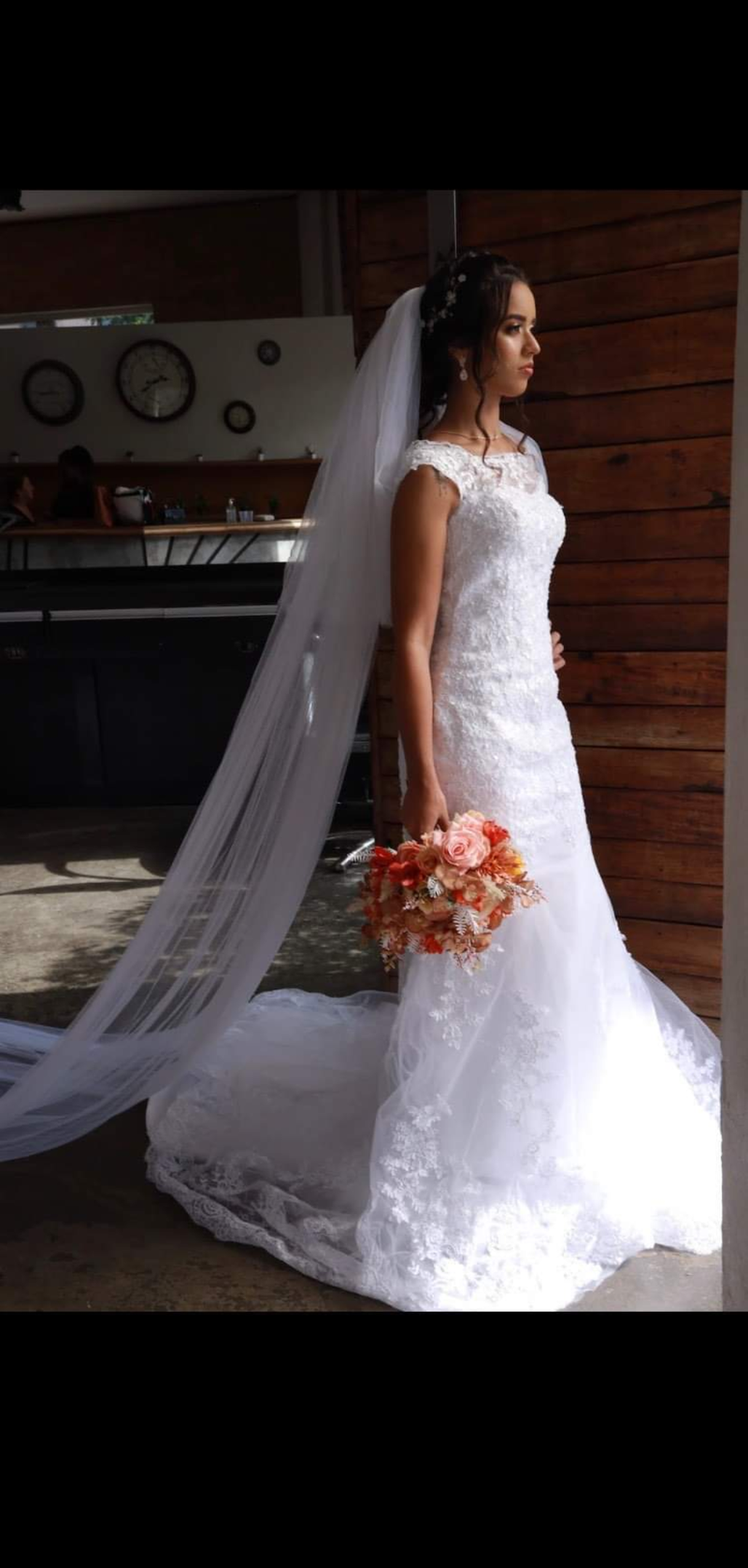 #097 Vestido SemiSereia sem Mangas Costas em V