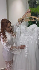 #017 Vestido império mangas bufantes