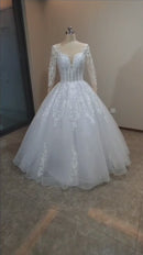 #014 Vestido princesa manga longa decote ilusion