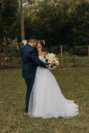 #174 Vestido império /boho punho de renda