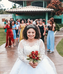 #194 Vestido princesa renda floral manga longa