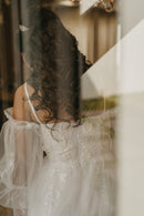 #174 Vestido império /boho punho de renda