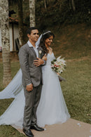 #174 Vestido império /boho punho de renda