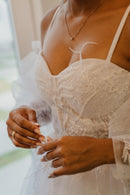 #174 Vestido império /boho punho de renda