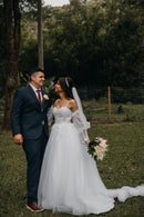 #174 Vestido império /boho punho de renda