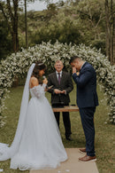 #174 Vestido império /boho punho de renda