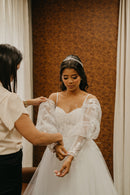 #174 Vestido império /boho punho de renda