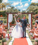 #194 Vestido princesa renda floral manga longa