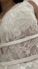 #217 Vestido Império Illusion Decotado com Renda