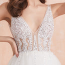 #053 Vestido Império com fenda e decote em V