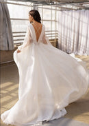 #104 Vestido Império Mangas bufantes Costas nua