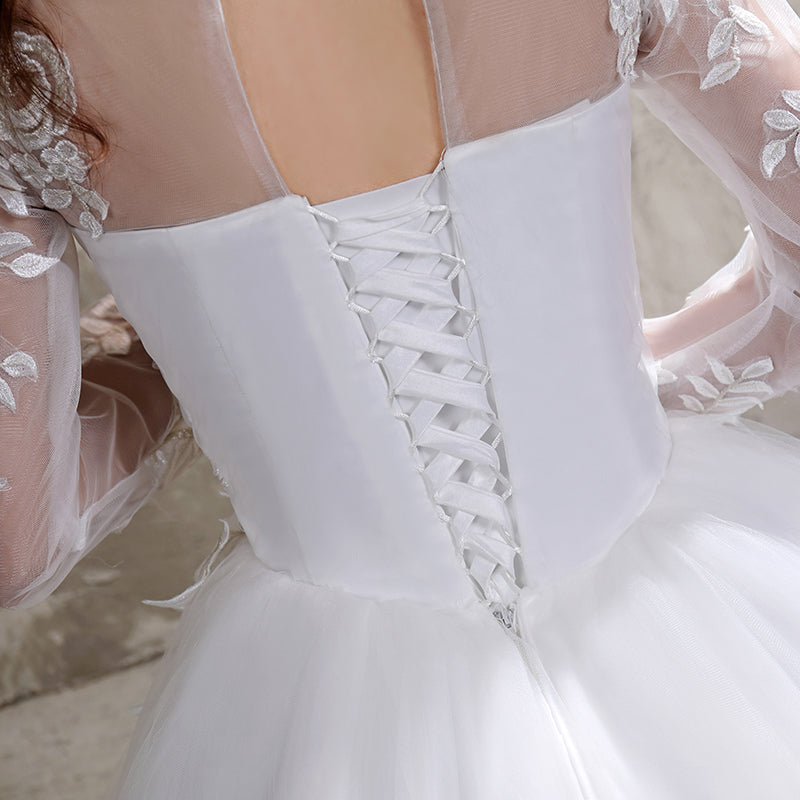 #194 Vestido princesa renda floral manga longa