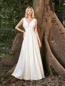 #113 Vestido Império Liso Decote em V