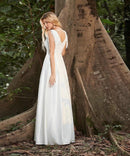 #113 Vestido Império Liso Decote em V