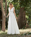 #113 Vestido Império Liso Decote em V