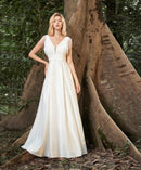 #113 Vestido Império Liso Decote em V