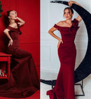 #225 Vestido Sereia Ombro Assimétrico Elegante