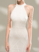 #081 Vestido civil com miçangas