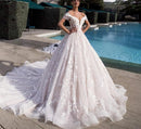 #227 Vestido Luxo Princesa Decotado em V Ombro a Ombro